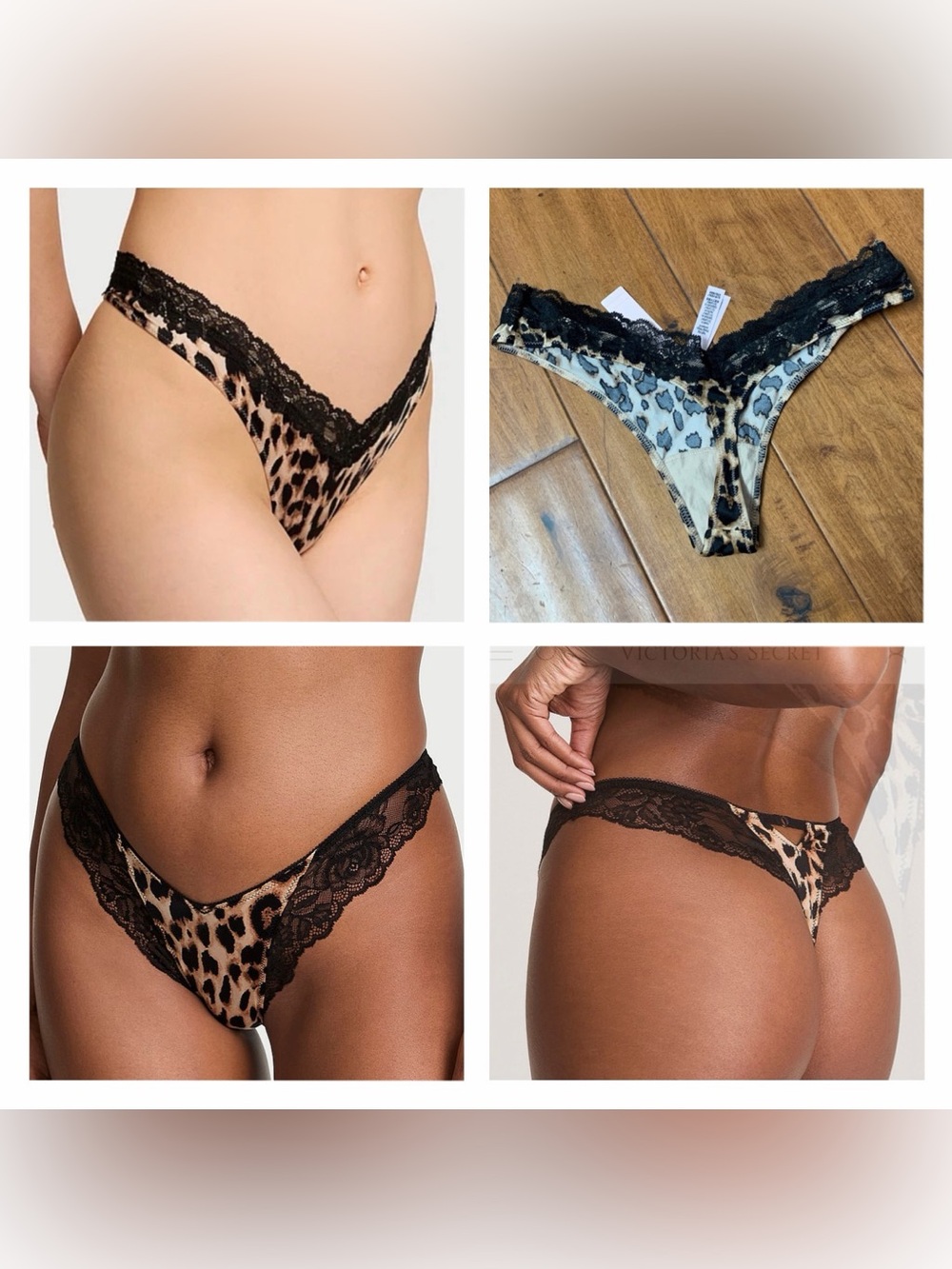 New! LAST Set of 2 Victoria’s Secret High Leg Thong Lace Leopard Print Small